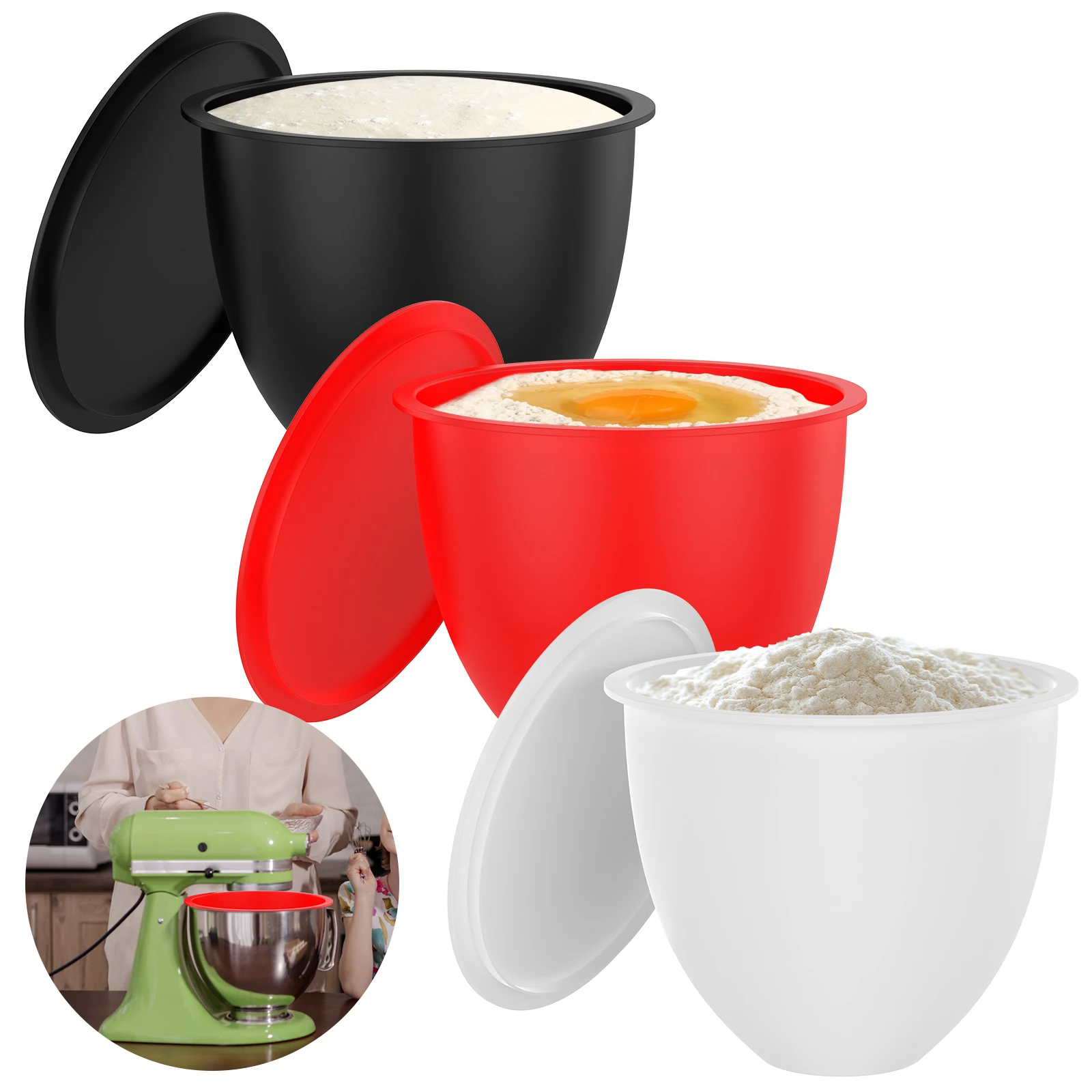 Kitchen Aid Baking Lid - Set di 3 Ciotole in Silicone