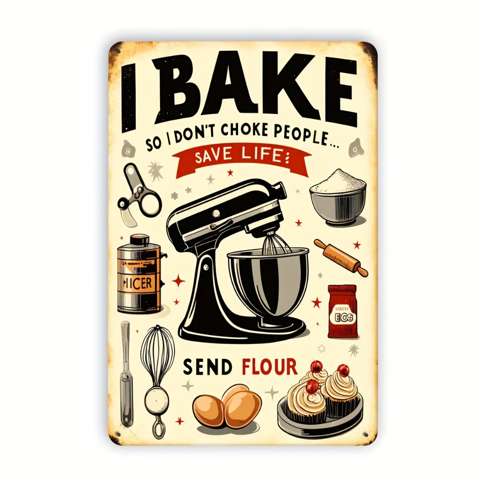 Kitchen Baking Quotes - Targa in metallo con citazione vintage