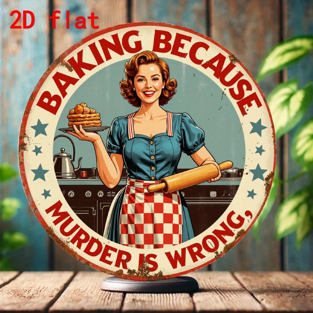 Kitchen Baking Quotes - Targa Rotonda Vintage in Alluminio con