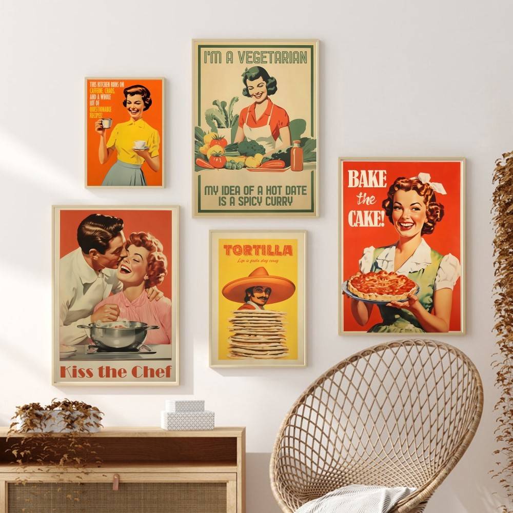 Kitchen Baking Quotes - Poster in Carta con Citazioni Retrò